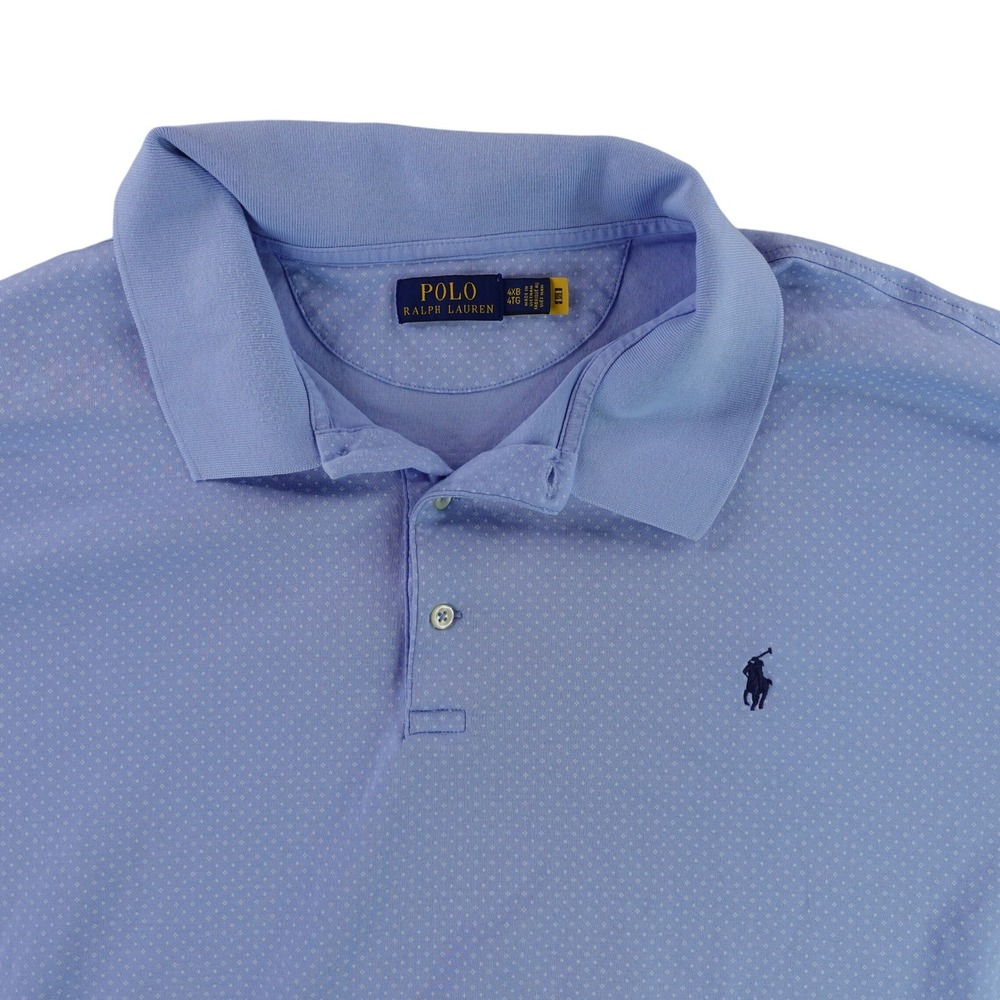Polo Ralph Lauren Mens 4XB Blue Micro Dot Short Sleeve Polo Shirt Big & Tall - Picture 1 of 8